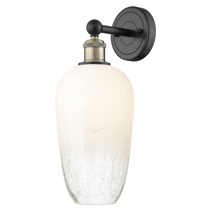 Innovations Lighting 616-1W-18-7 Brookhaven Flute Sconce Brookhaven - Black Antique Brass / Opal