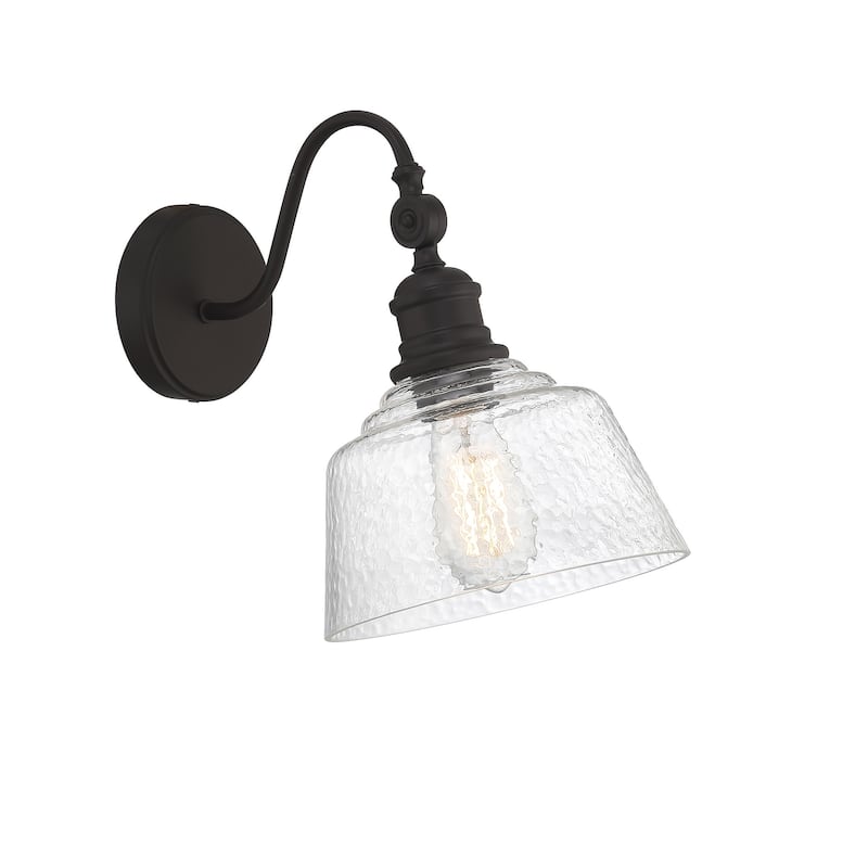 Bellevue SH90092 12" Tall Wall Sconce with Hammered Glass Shade