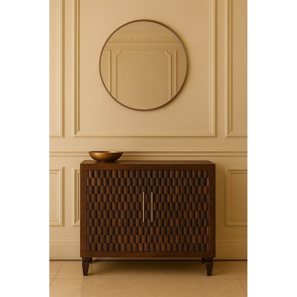 Artisan Furniture Solid Wood Vesta Textured Cabinet, Brown, 2-Doors