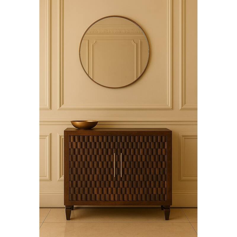 Artisan Furniture Solid Wood Vesta Textured Cabinet, Brown, 2-Doors - Brown