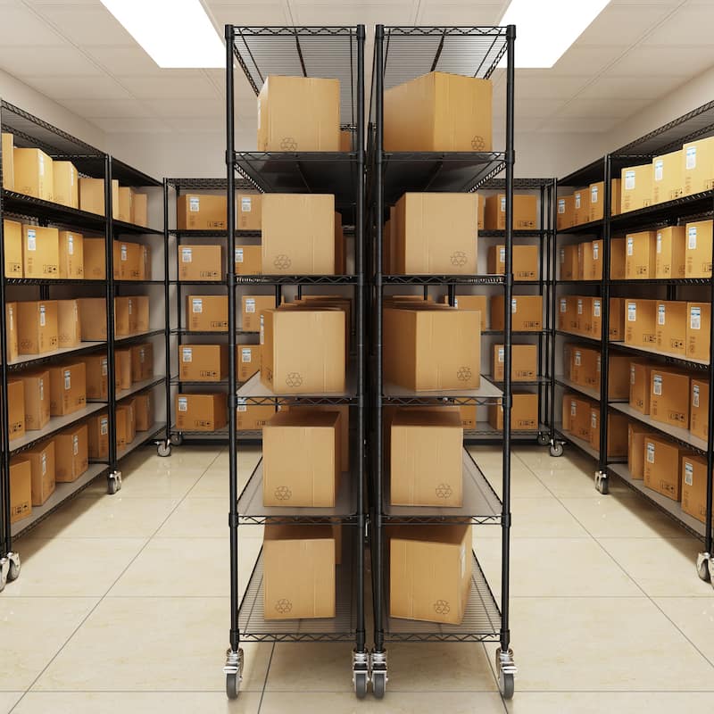 Adjustable Height 6 Tier Metal Wire Shelving Unit with Wheels