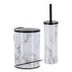 preview thumbnail 10 of 8, Carrara Noir 2 Piece Bathroom Set, Trash Can 3 Liter and Slim Toilet Brush Holder, Black and White Marble, Matte Accents