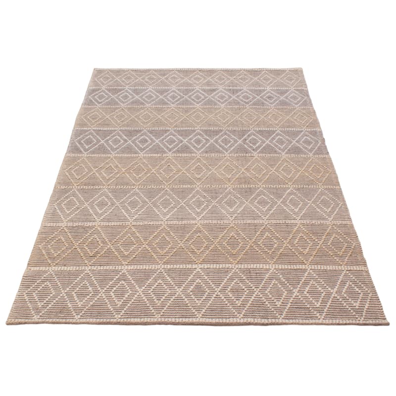 ECARPETGALLERY Braid weave Sienna Beige Wool Rug - 6'1 x 9'0