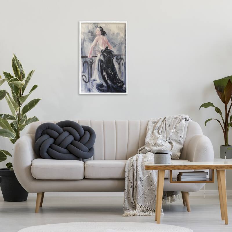Stupell Elegant Woman Against Railing Framed Giclee Art Design By Lucille Lee