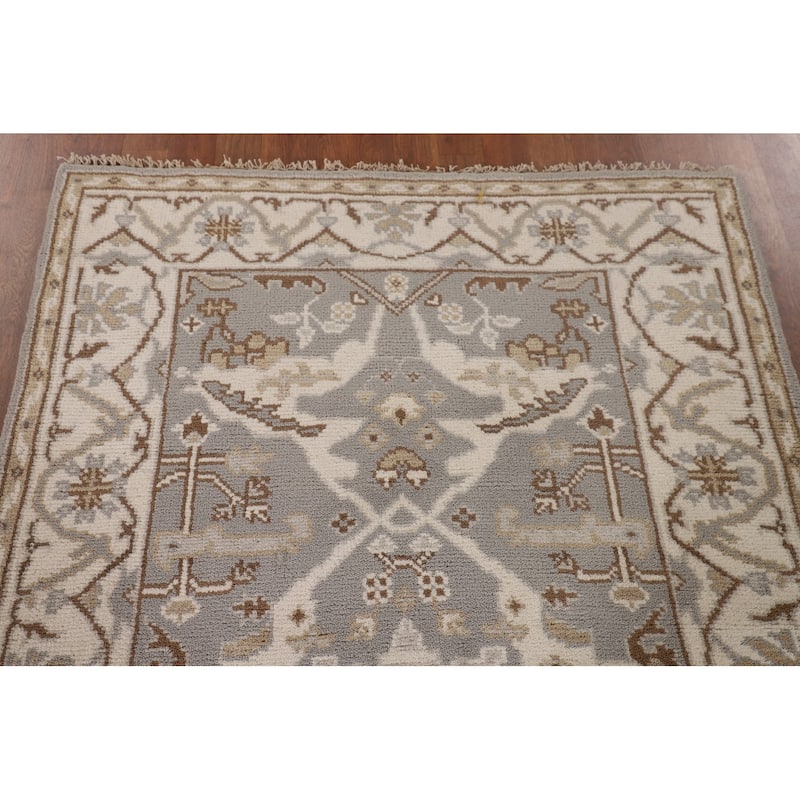 Transitional Oushak Oriental Area Rug Hand-Knotted Wool Carpet - 3'11"x 5'10"
