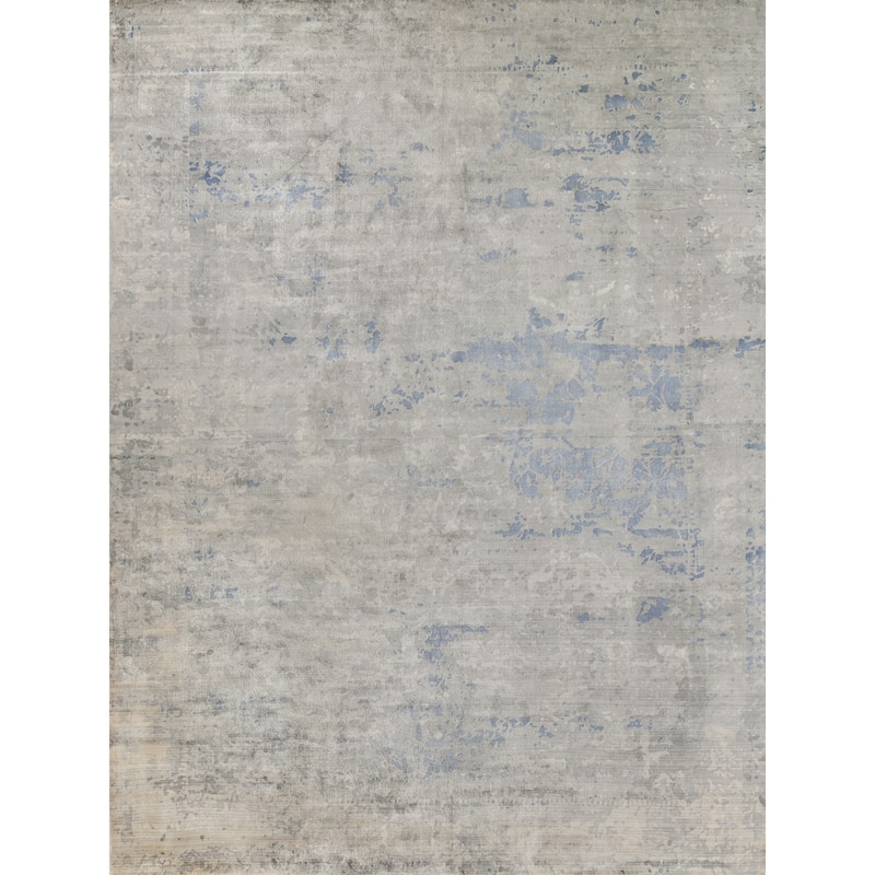 EXQUISITE RUGS Cassina Hand-loomed Bamboo Silk Sky Blue Area Rug.