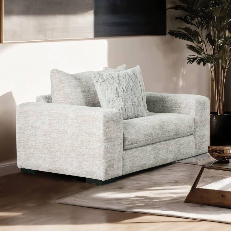 Furniture of America Rilsa USA Made 1-Seater Grey Upholstered Arm Chair with Pillows - Grey