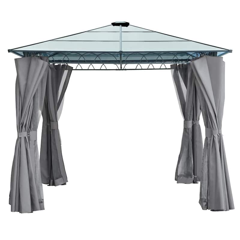 10x10 FT Outdoor Aluminum Hardtop Gazebo with Mosquito Netting