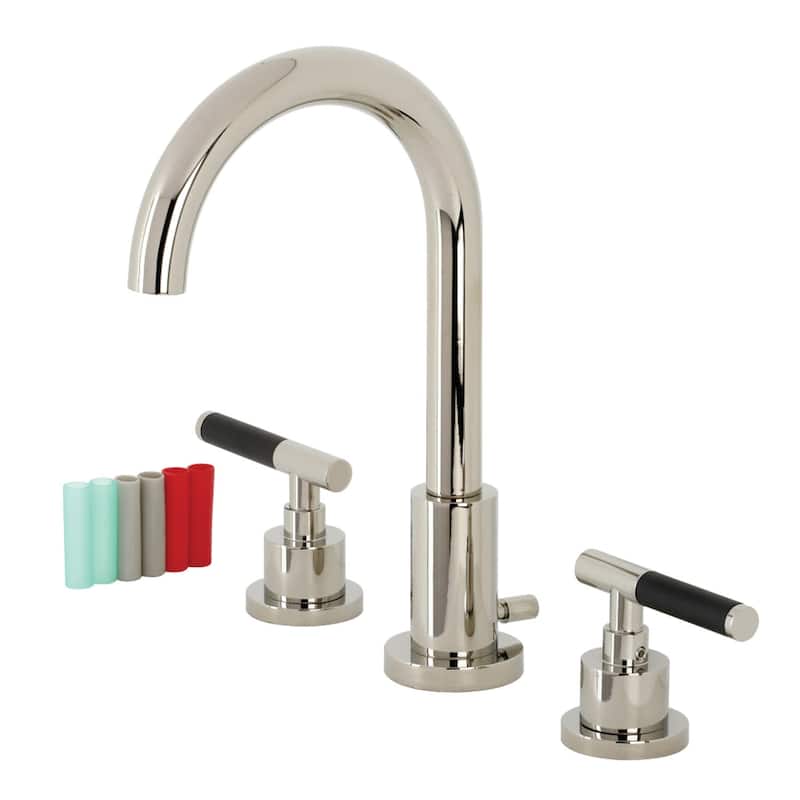 Kingston Brass Kaiser 1.2 GPM Deck Mounted Widespread Bathroom Faucet - Polished Nickel