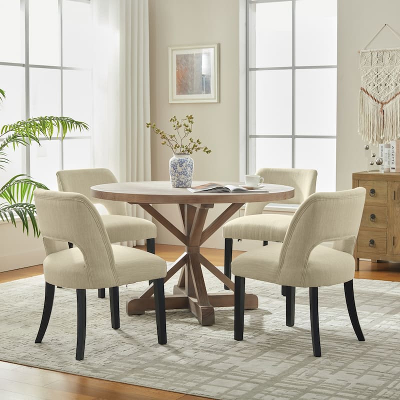 Set of 2/4/6 Modern Fabric Upholstered Dining Room Chair Kitchen Chairs with Wood legs
