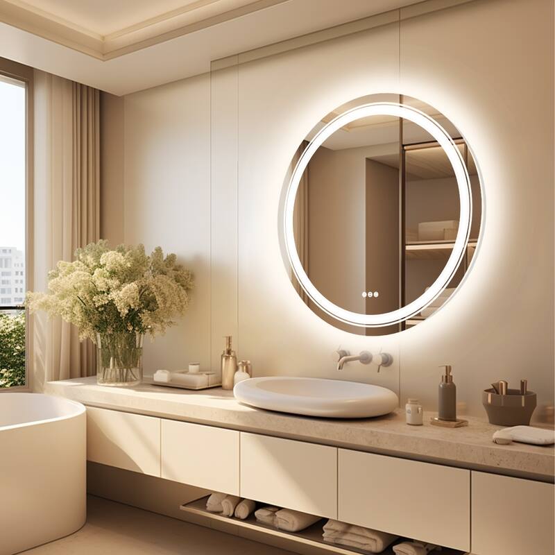 36" Bathroom Mirror with LED Light Circle Backlit Illuminated Anti-Fog - 36 Inches