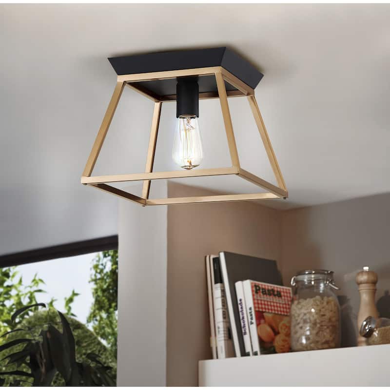Eglo Paulino 11-inch Ceiling Light - N/A - Brushed Gold and Matte Black