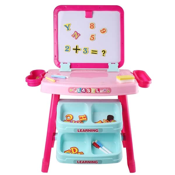 slide 2 of 7, Activity Desk Double-Sided Magnetic Dry Erase Board Pink