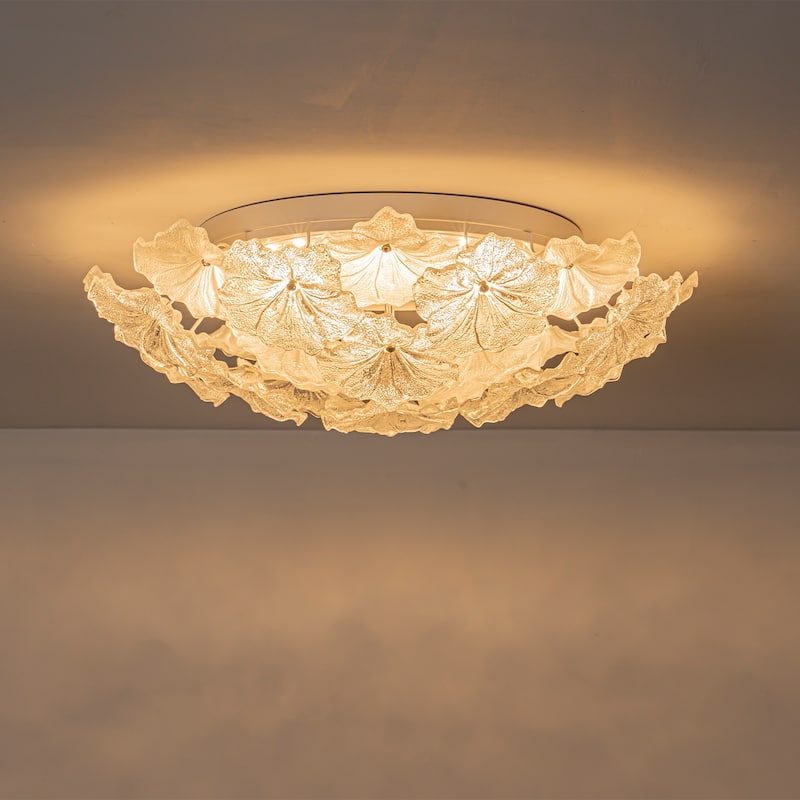 LED Flush Mount Ceiling Light with Clear and Frosted Glass Petal Design