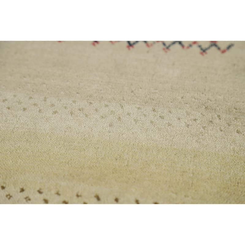 Green Gabbeh Indian Area Rug Handmade Wool Carpet - 5'3" x 7'8"