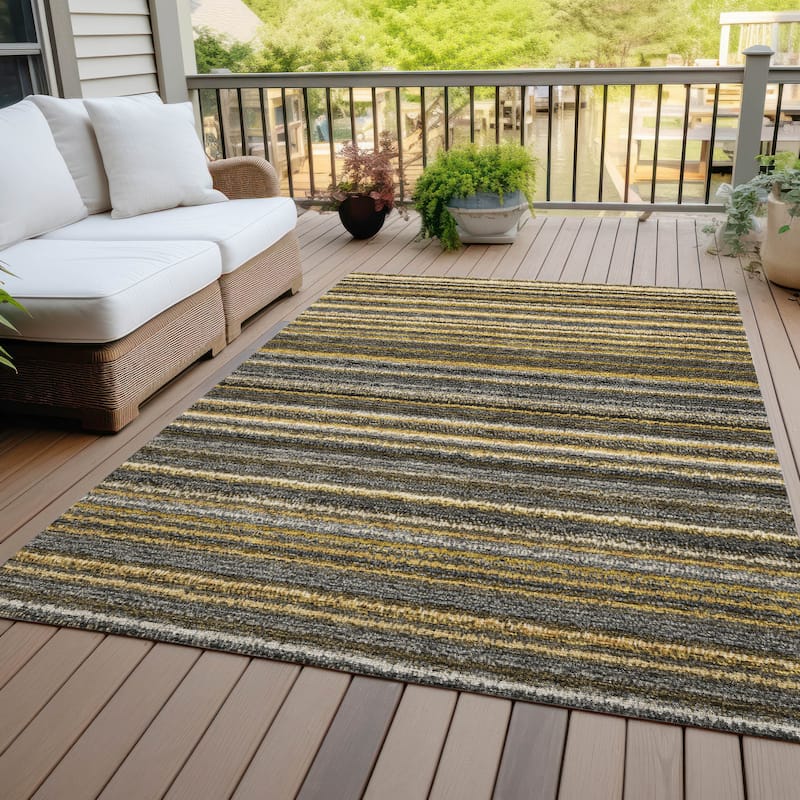 Machine Washable Indoor/ Outdoor Chantille Stripes Rug