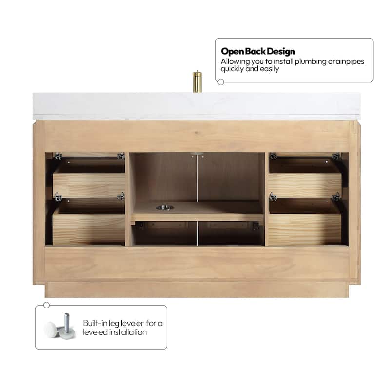 San Single Bath Vanity with Composite Stone Top without Mirror