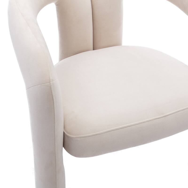 Set of 2 Beige Velvet Fabric Upholstered Armchair Dining Chair Barrel Side Chairs Accent Chair for Living Room Bedroom Kitchen