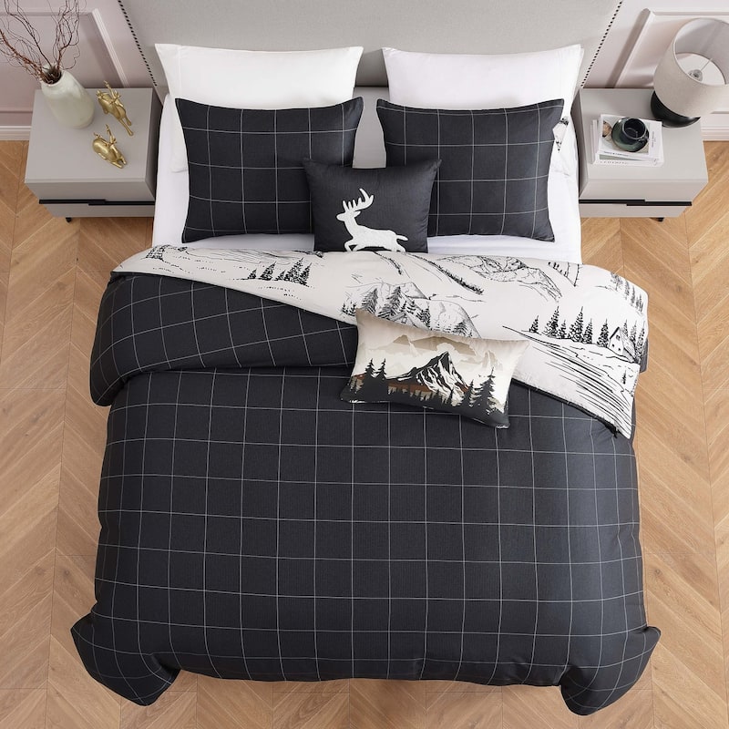 Bebejan Rocky Mountains 100% Cotton Sateen 5 Piece Reversible Comforter Set