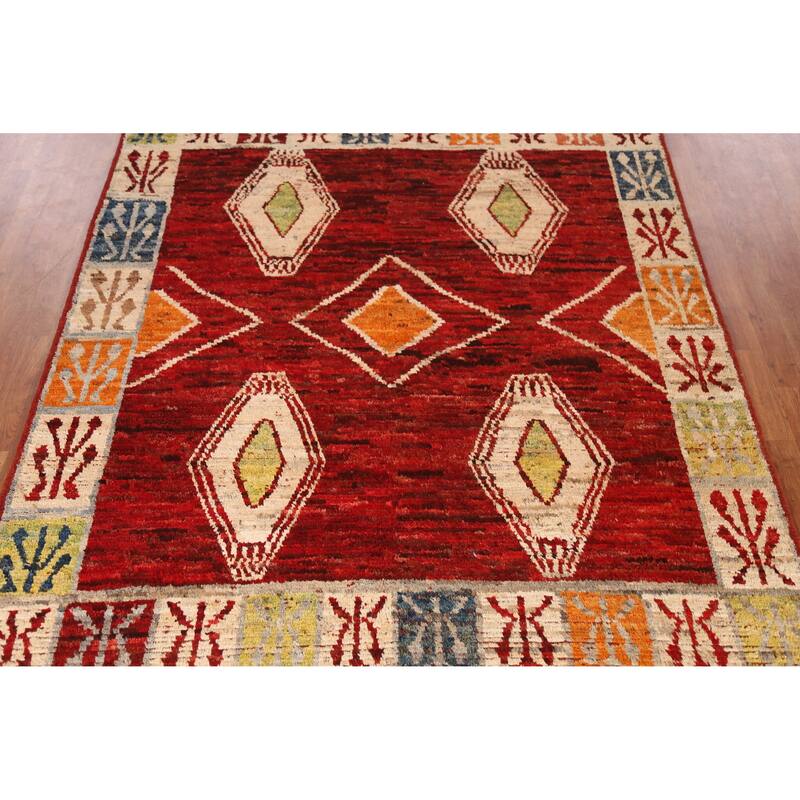 Red Moroccan Oriental Area Rug Handmade Wool Carpet - 6'9" x 9'10"