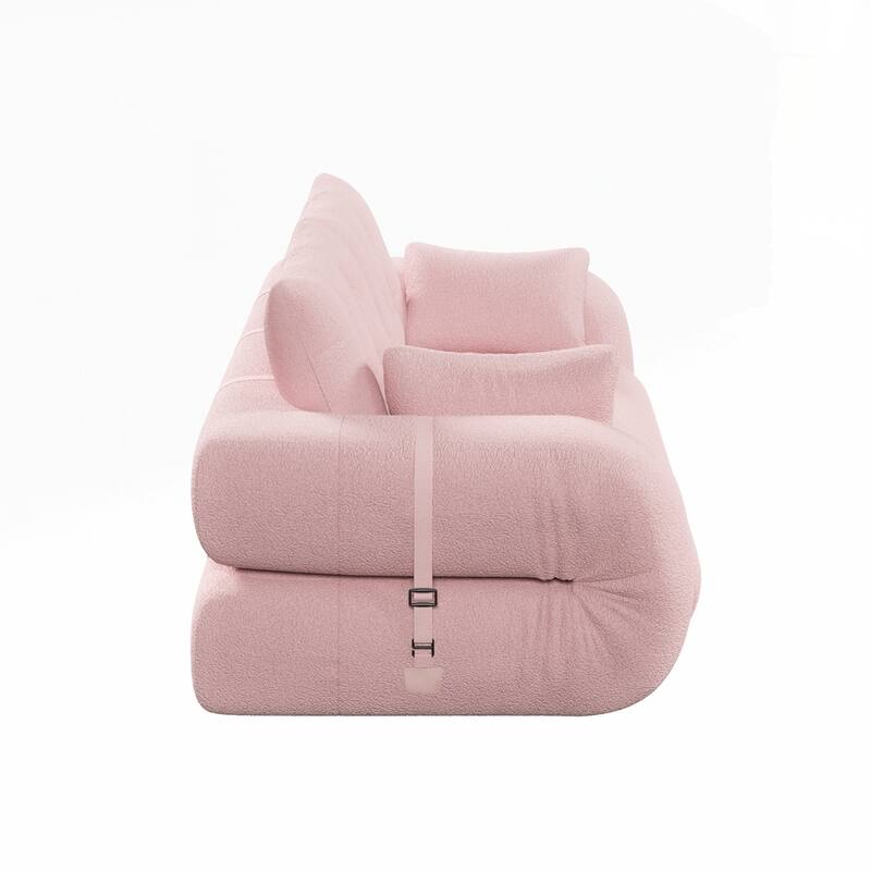 3-in-1 Teddy Fabric Foam-Filled Sleeper Sofa Bed