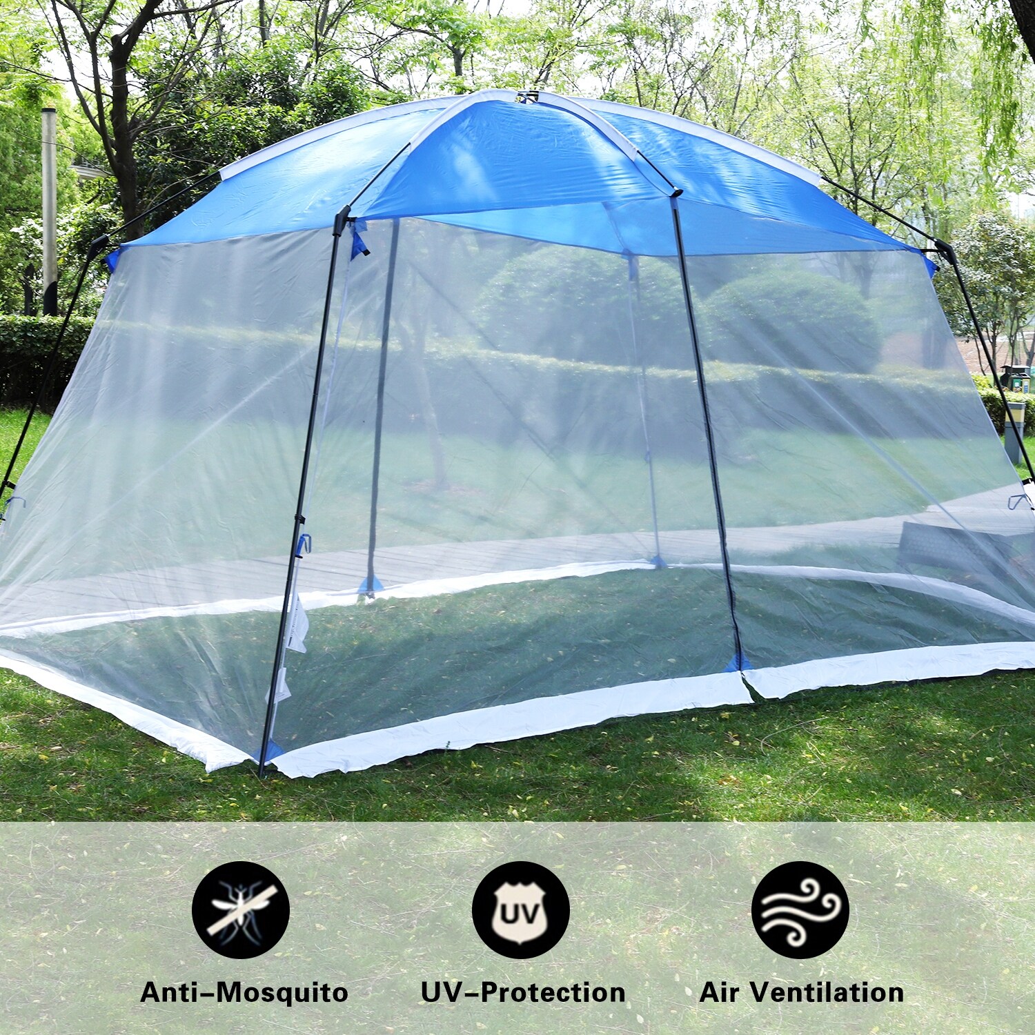 ALPHA CAMP Mesh Screen House Tent Easy Setup Canopy - 13 X 9 Ft, Blue