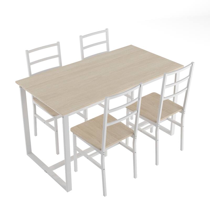 Modern Dining Table Set with Industrial Style Backrest Table and Chairs, Kitchen Breakfast Nook, Coffee Table, Workbench