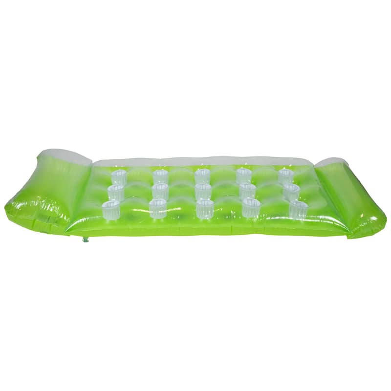 64.75" Green Inflatable 15-Pocket Swimming Pool Lounge