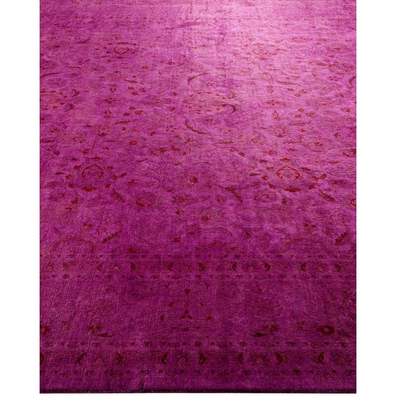 Overton Hand Knotted Wool Vintage Inspired Modern Contemporary Overdyed Pink Square Area Rug - 8' 2" x 8' 5"