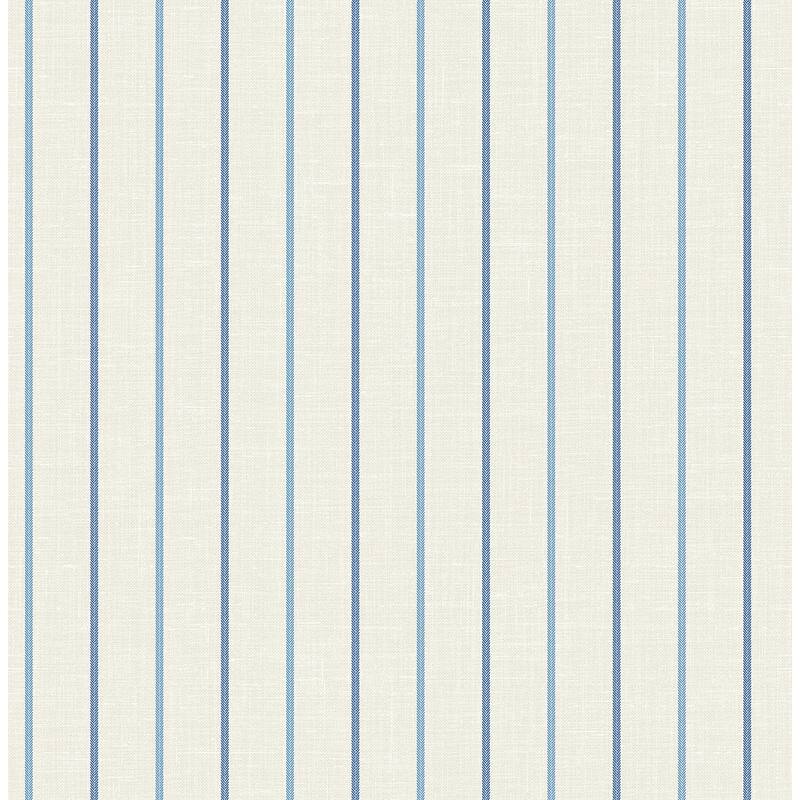 Seabrook Designs Andree Stripe Nonwoven Unpasted Wallpaper - 27 in. W x 27 ft. L - French Blue & Denim Wash