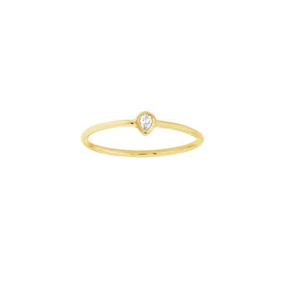 Curata 14k Yellow Gold 0.05 dwt Bezel Pear Diamond Stackable Ring