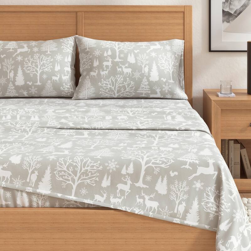Linery & Co. Winter Turkish Cotton Double-Brushed Flannel Bed Sheet Set