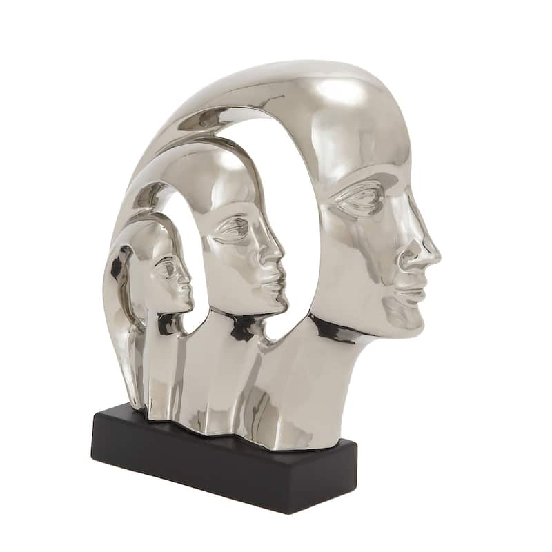 Silver Porcelain Contemporary Sculpture People 12 x 11 x 3