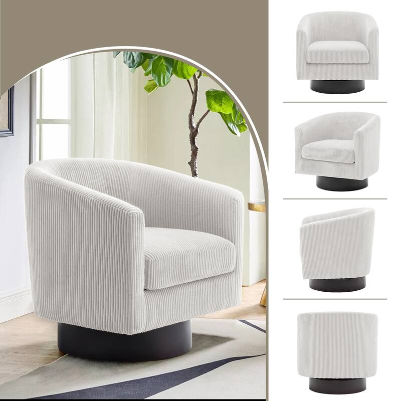 Modern Upholstered Barrel Chair Swivel Accent Chair for Living Room