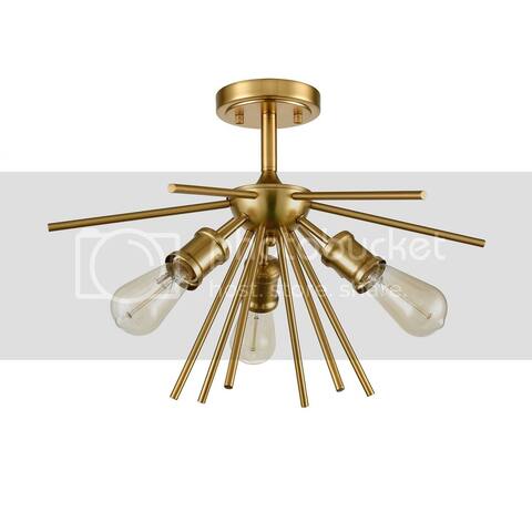Tramonti Mid-Century Modern 3-Light Sputnik 20-in Semi Flush Mount Ceiling Light