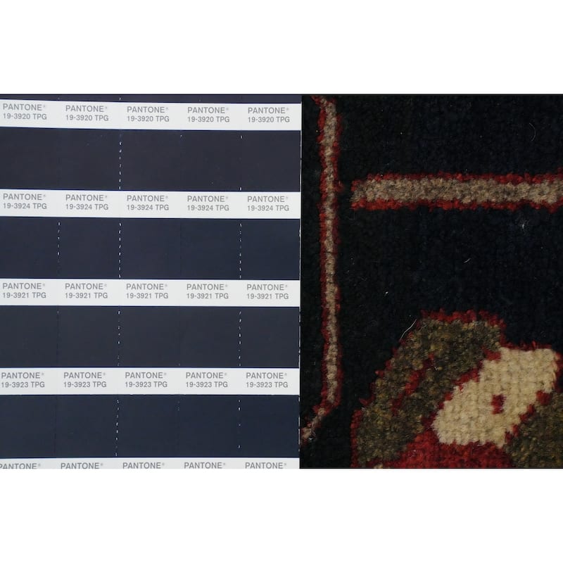 Hand Knotted Oriental 100% Wool Carpet Traditional Floral Navy Blue & Blues Lilian Area Rug - 6' 0'' X 4' 3''
