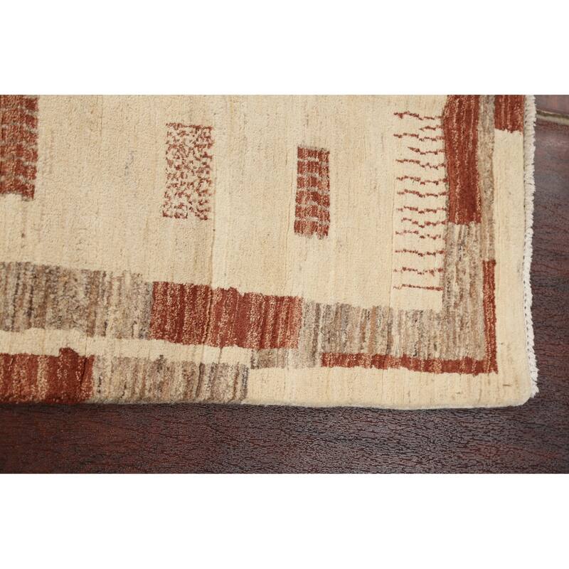 Wool Geometric Gabbeh Kashkoli Oriental Area Rug Hand-knotted Carpet - 3'5" x 5'3"