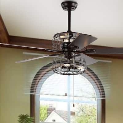 SAFAVIEH Lighting 52-Inch Erving Ceiling Light Fan - 52" W x 52" L x 26" H