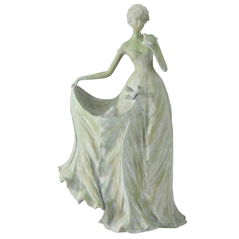 23" Resin Blossom Petal Fairy With Bird