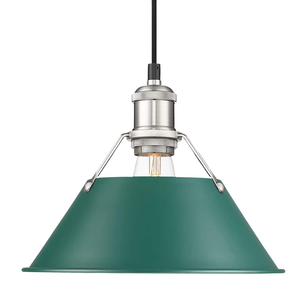 Yep by Golden Lighting Orwell 1-light 10in Pendant in Pewter and Pine Green shade - Medium Pendant - 10"