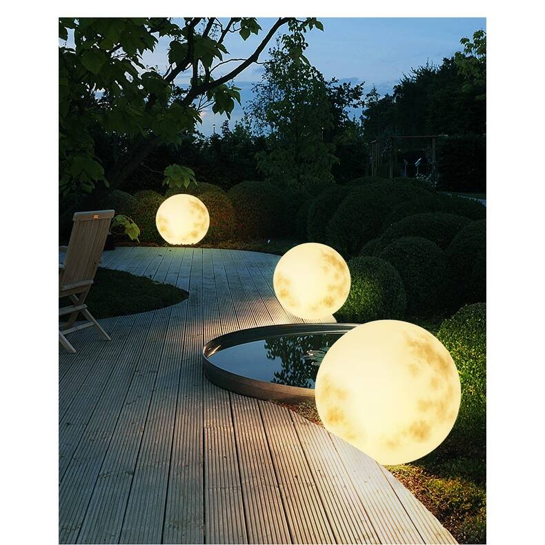 15.7" Indoor/Outdoor Solar Powered Glowing Moon Light - 15.7 inch