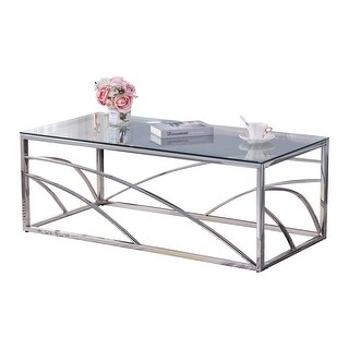 Stainless Steel Rectangular Accent Glass Coffee Table - Bed Bath ...