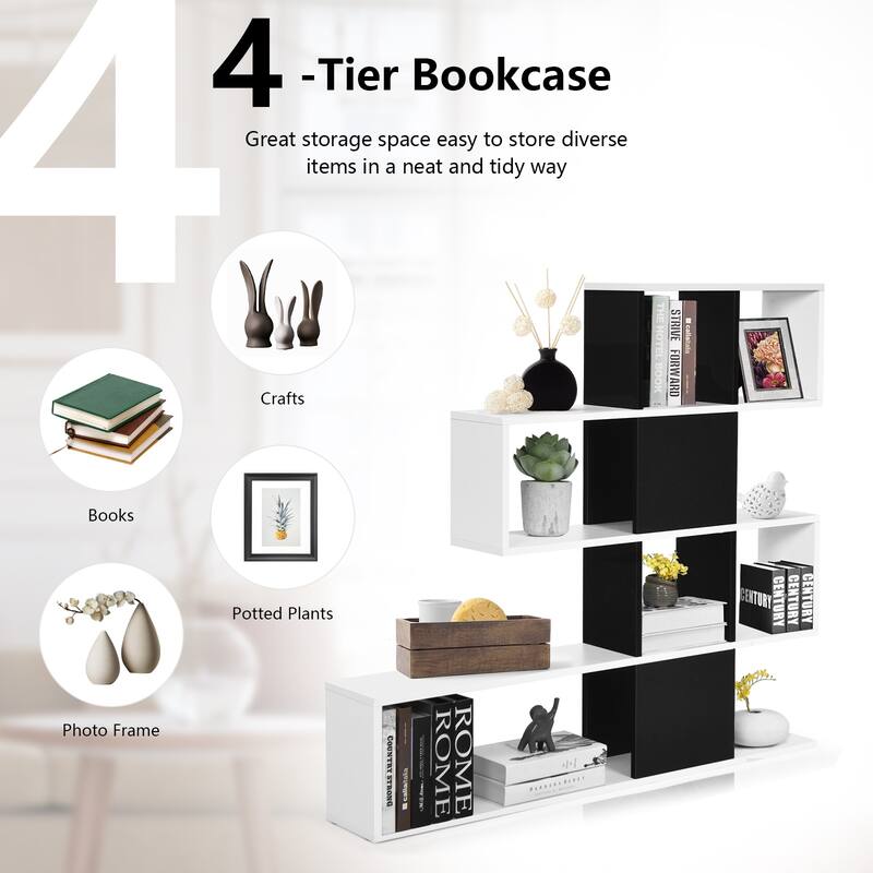 5-Tier Ladder Bookshelf with Open Shelves Modern Storage Display Rack for Home Office Living Room - 47" x 8" x 43" (L x W x H)