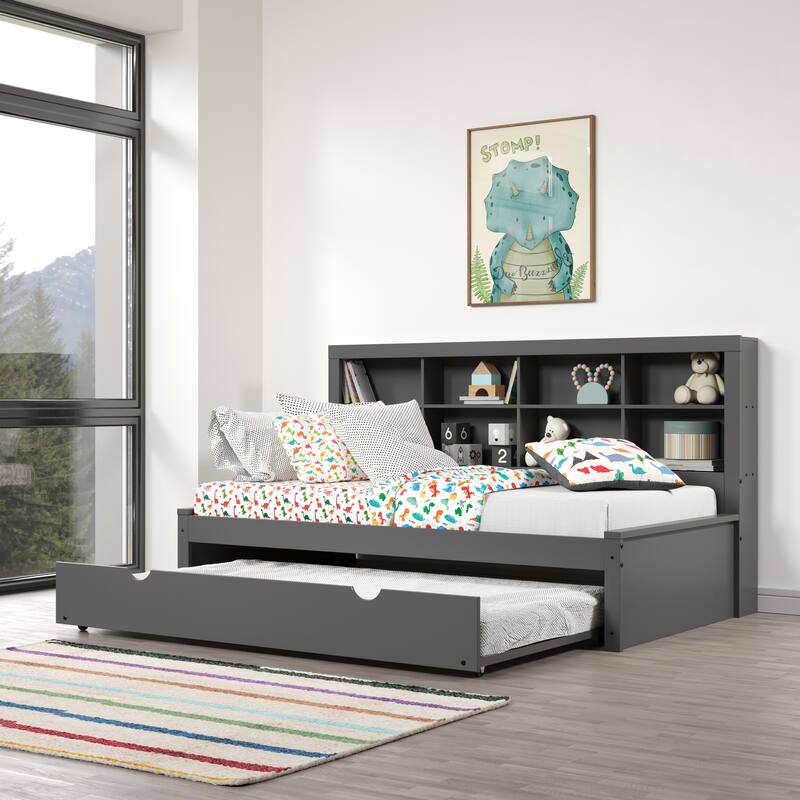Twin Bookcase Daybed in Dark Grey with optional Trundle or Drawers