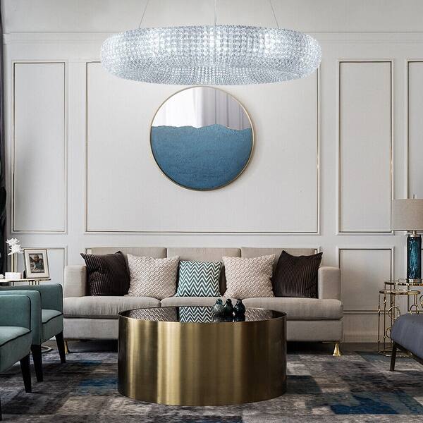 55cm 110V Round LED Crystal Ring Fixture Light Living Room Decoration ...