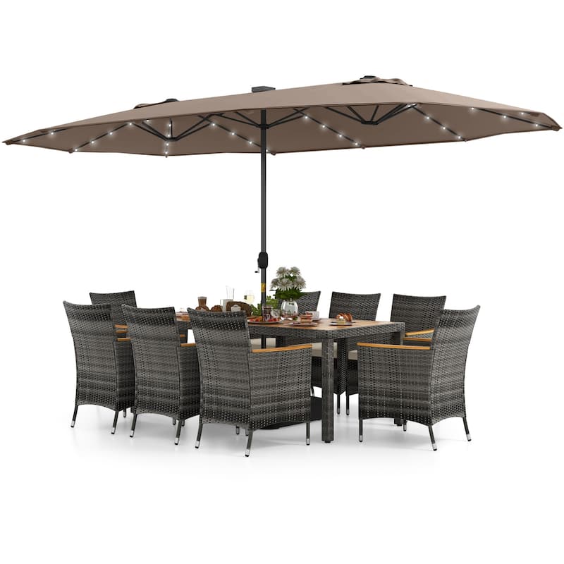 Costway 11 PCS Patio Dining Set with 15 ft Double-Sided Patio Umbrella - See Details