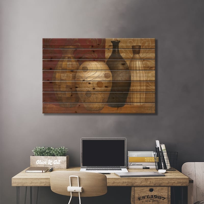 Timeless Vessels Print On Wood by Albena Hristova - Multi-Color