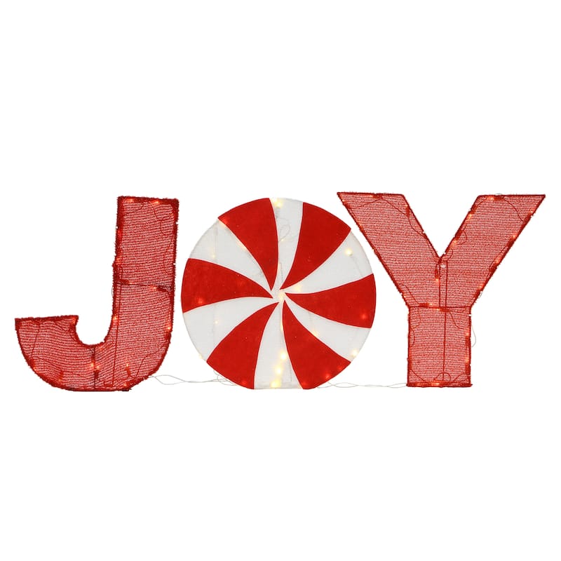 National Tree Company 18 in. Pre-Lit 'JOY' Decoration - Red - 18 in