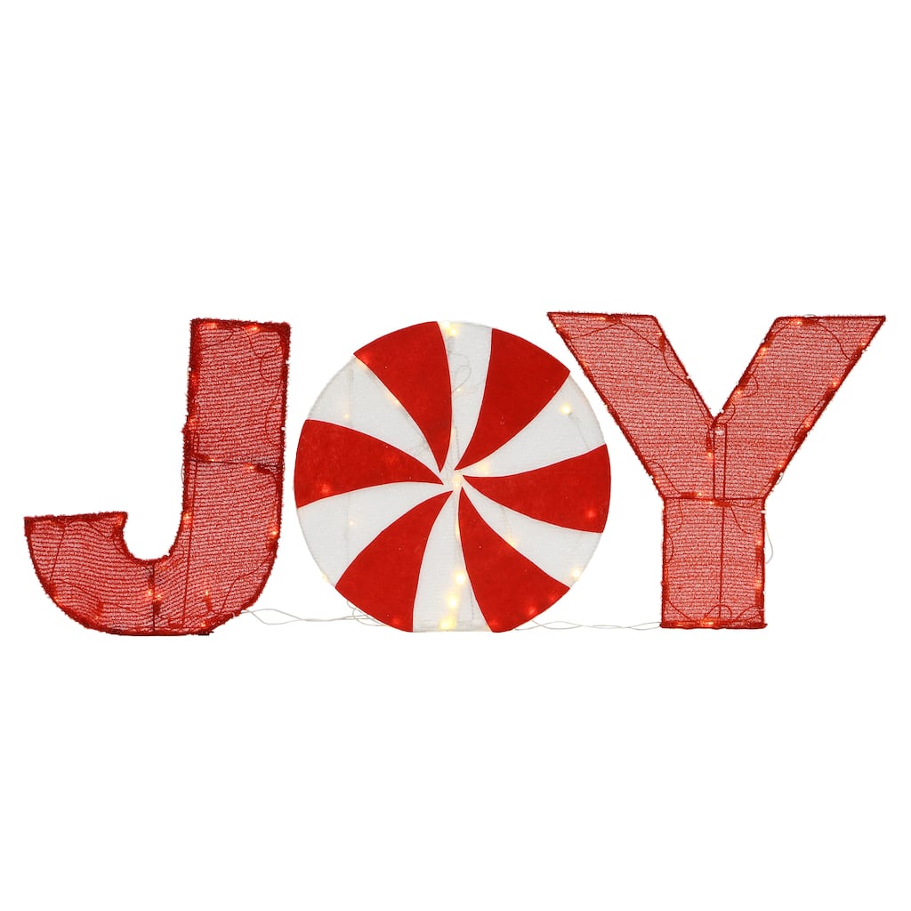 National Tree Company 18 in. Pre-Lit 'JOY' Decoration - Red - 18 in