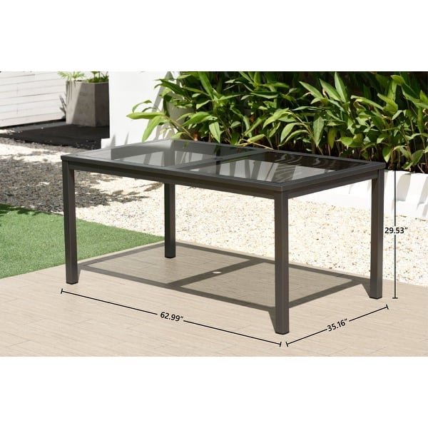 Pacific Casual Italica Aluminum & Smoked Glass 7pc Dining Set
